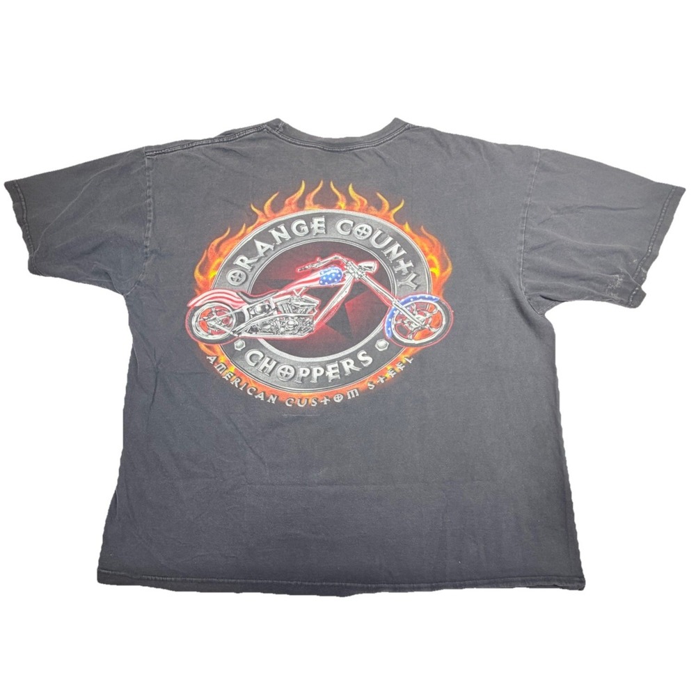 Vintage 2003 Orange County Choppers T Shirt Large Faded Black Biker Tee Y2K